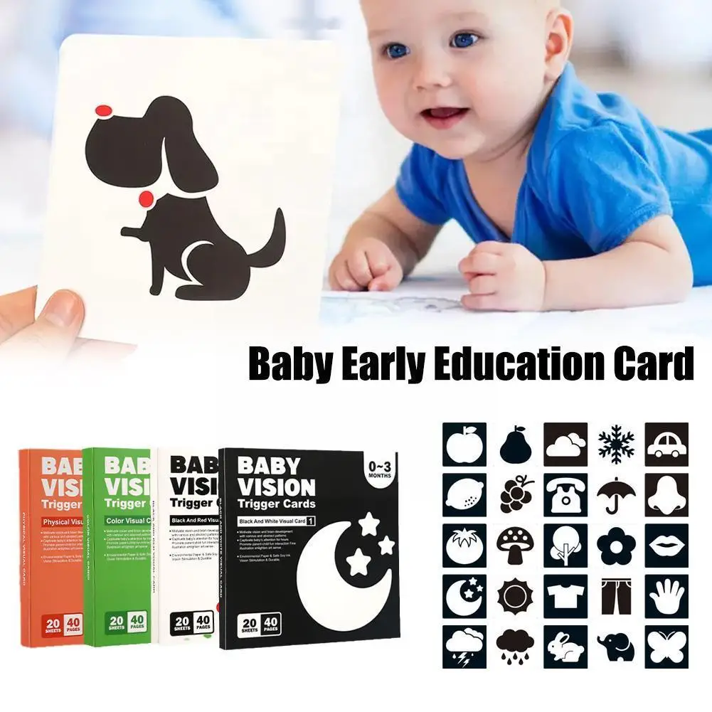 

0-36M Baby Early Education Card Black And White Cards Stimulation Training Color Toys Visual Shape Animal Montessori Cognit O9U6