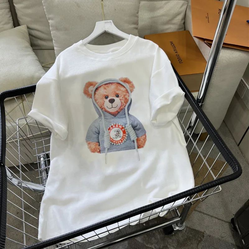 

Women's Spring Summer T-shirt Fashion Loose Print Tops Women Short Sleeve Korean Version Casual Female White Tee Shirt