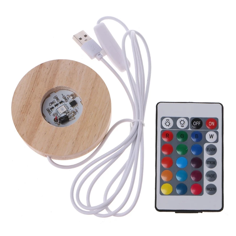 

Resin Art Display Wood LED Adjustable Display Base 12 Colors RGB LED Base Vase Light with Remote Control DIY Night Light kitchen