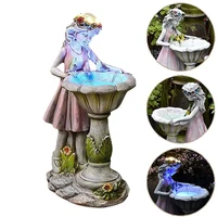 garden resin flower fairy godmother flower statue solar light decoration for garden yard angel sculpture patio decor outdoor