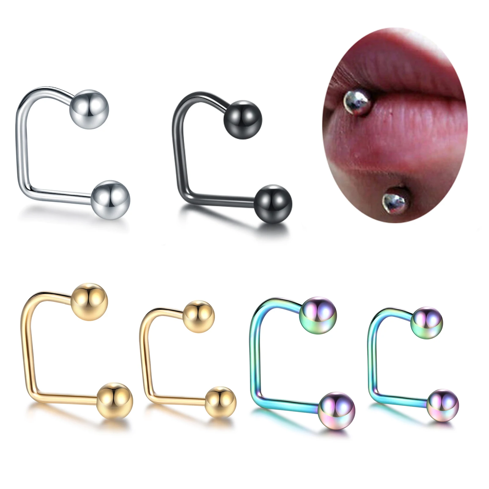 

1Pc Stainless Steel Ball Lip Ring Monroe Labret Stud Hoop Nose Piercing Septum Catilage Tragus Earrings Punk Body Jewelry 16G