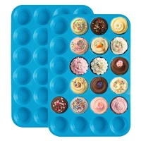 mini silicone muffin pan 24 cups cupcake pan bpa free and dishwasher safe non stick silicone baking tools great for making