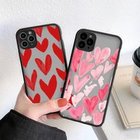colorful love heart phone case for iphone 13 12 11 8 7 plus mini x xs xr pro max matte transparent cover