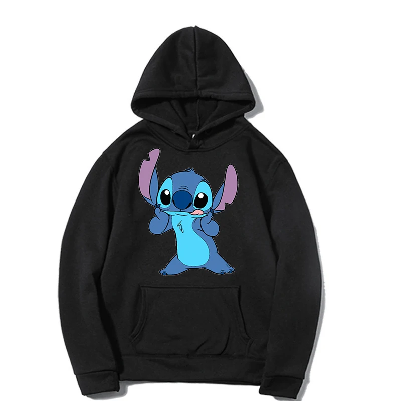

Disney Lilo Stitch Hoodie Print Anime Tops Tracksuit Pockets Loose Spring Autumn top Women's Fashion Long Sleeves