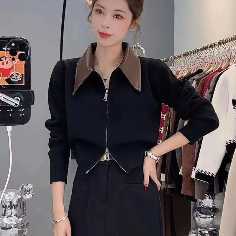 Женский Вязаный Кардиган В Корейском Стиле Приталенный Свитер На Молнии