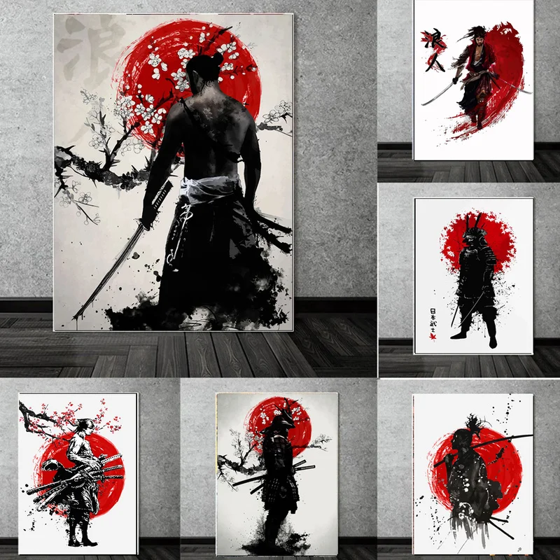 

Japanese Samurai Geisha Canvas Painting Abstract Figure Art Posters and Print Nordic Wall Art Picture for Living Room Home Decor