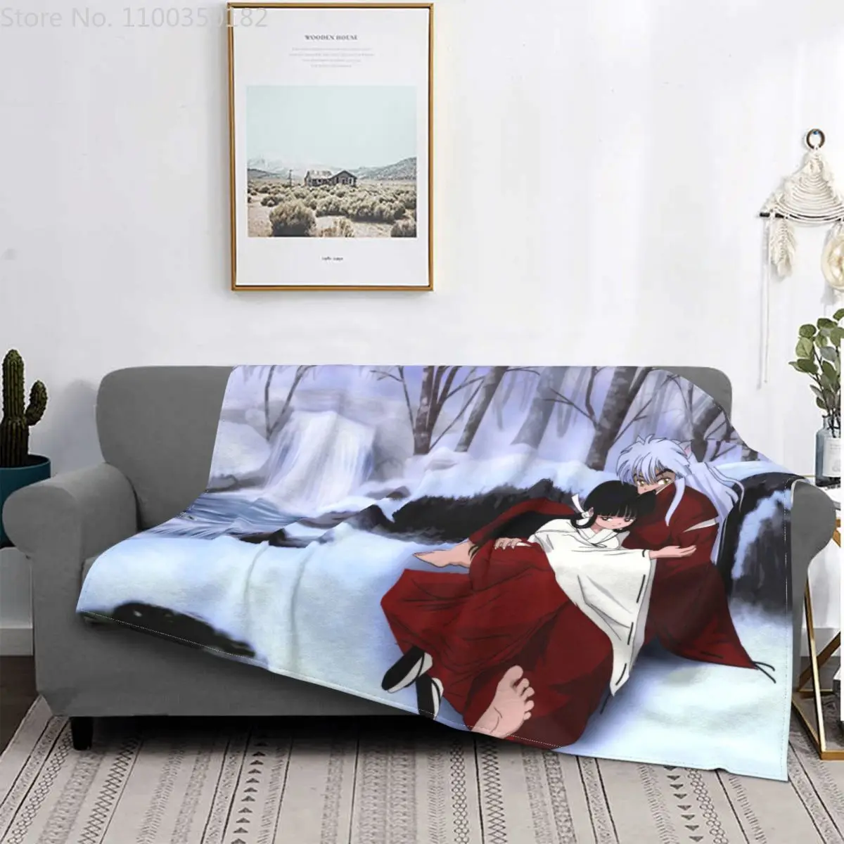 

Classical Japanese Anime Inuyasha Blanket 3D Cartoon Printed Blanket Anime Character Blanket Flannel Blankets Sofa Blanket Decor