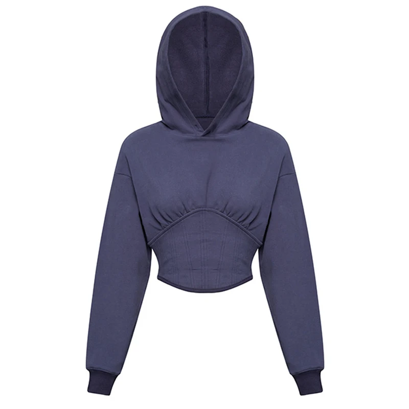 

Спортивный костюм, Весенняя толстовка с капюшоном, эластичная женская укороченная толстовка с корсетом, Осеннее качество