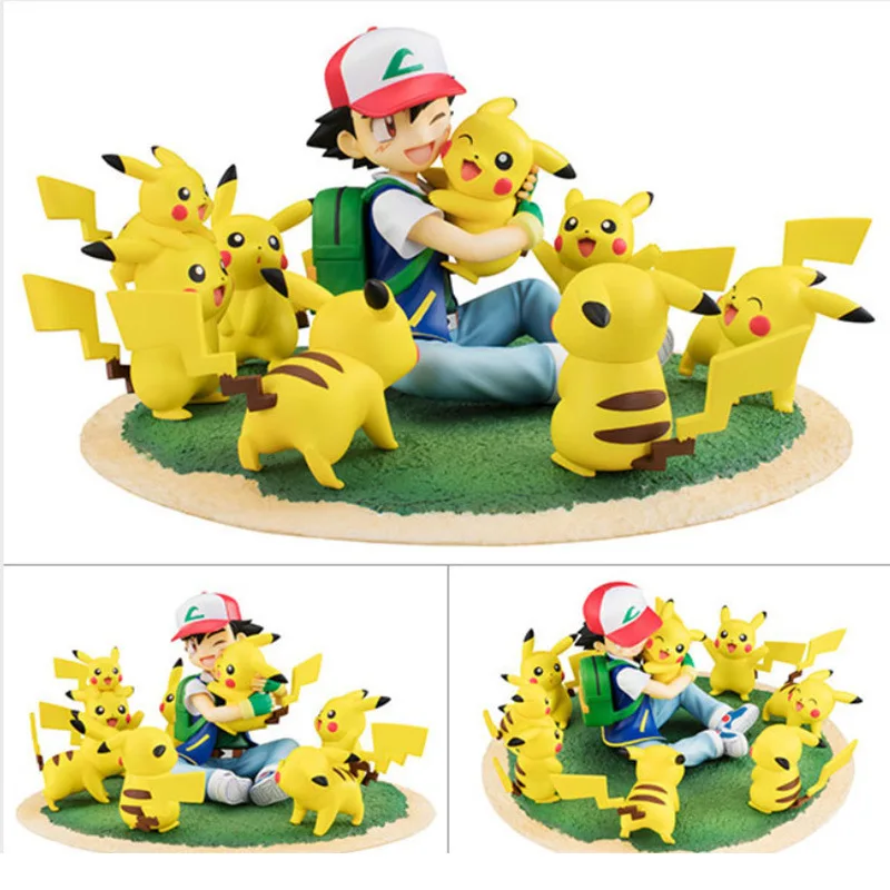 

Pokemon Anime Ash Ketchum Pikachu Garage Kits Ornament PVC Manga Statue Action Figurine Collectible Model Toys Doll Gift