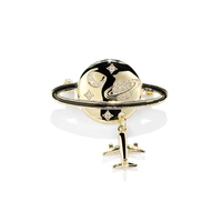 sky luxury jewelry high end brand korean style cartoon badge airplane planet brooch refined zircon suit ornament