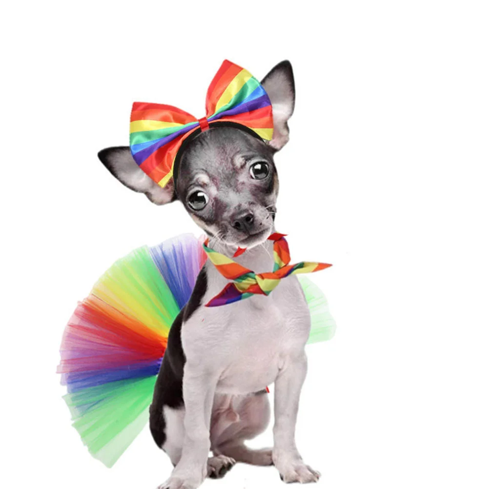 

Skirt Pride Month Decorations Puppy Accessories Rainbow Dog Scarf Textured Plastic Dogs