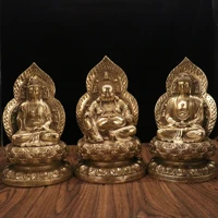 11 tibetan temple collection old bronze patina western three saints shakyamuni guanyin maitreya lotus platform worship buddha
