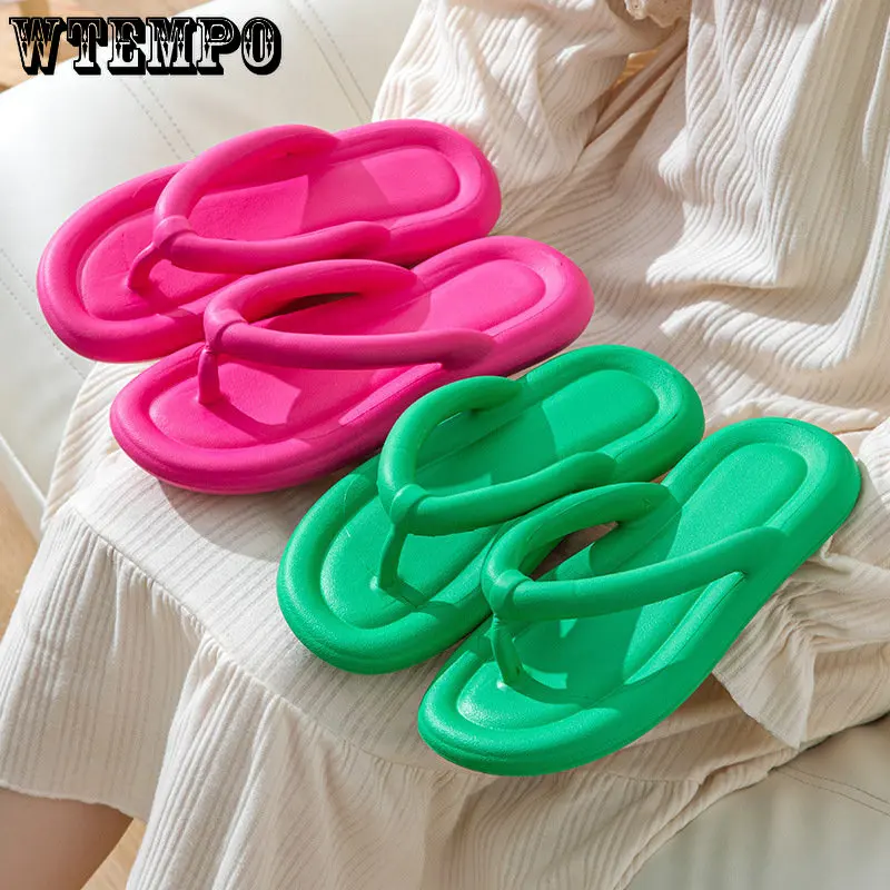 WTEMPO Summer Flip Flops Women Vacation Outing Casual Clip Toe Slide Slippers Fashion Korean Anti-slip Flat Sandals Dropshipping