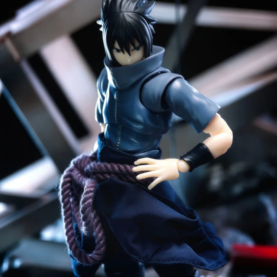 Фото Костюм-юбка ниндзя на заказ для Shfiguarts Uchiha Sasuke Naruto Shippuden, темно-синий с фиолетовым поясом-веревкой №2