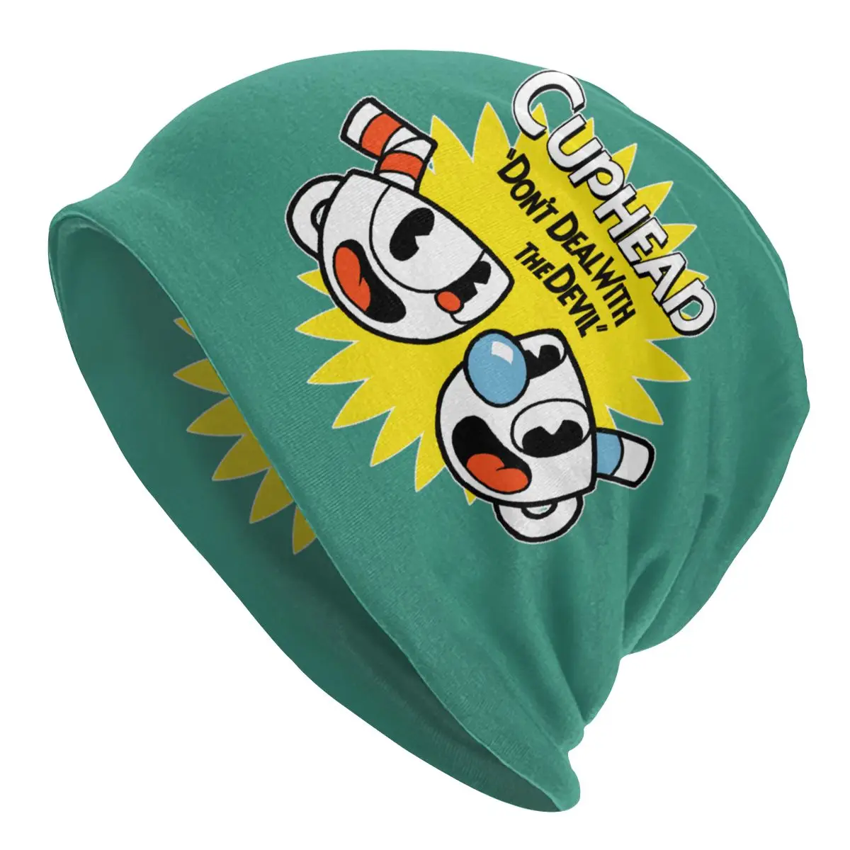 

Unisex Winter Warm Bonnet Homme Knitted Hats Street Hot Game Cuphead Mugman Beanie Cap Outdoor Ski Beanies Caps For Men Women