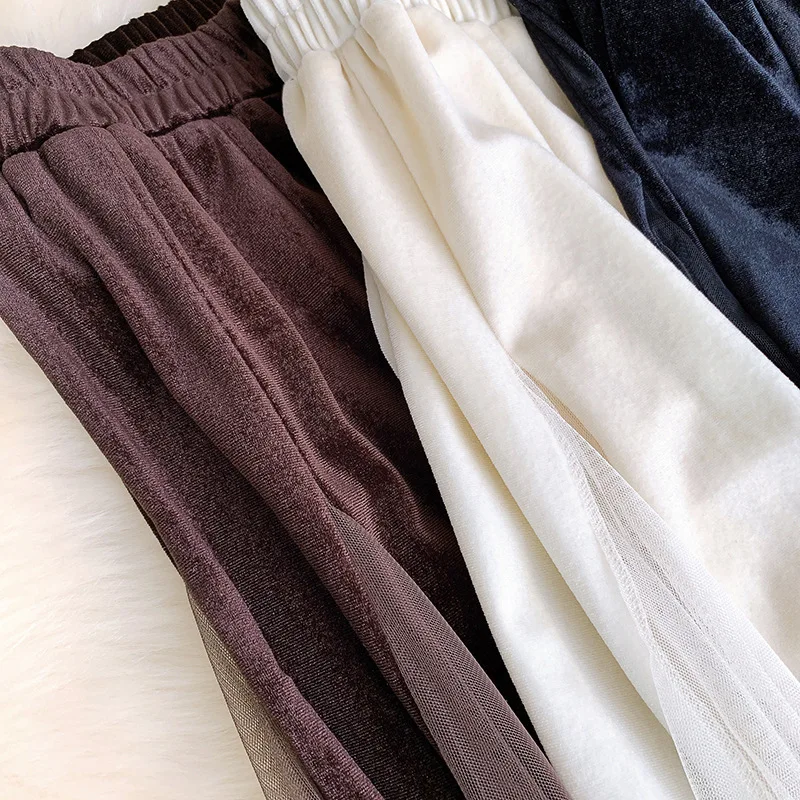 Женская плиссированная юбка-пачка с высокой талией однотонная бархатная