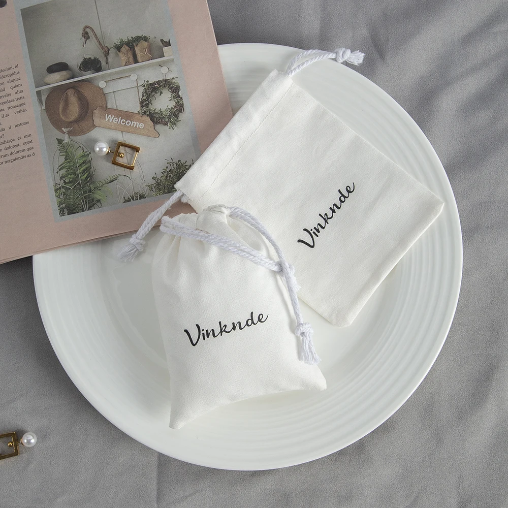 Muslin Bags Drawstring Cotton Bags Organic Cotton Fabric Bags Custom Logo Natural Cloth Sachet Bags Jewelry Packaging Pouches
