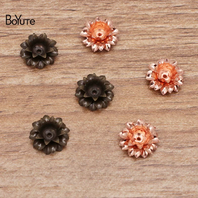 BoYuTe (100 шт./лот) 11*5 мм трехслойные металлические латунные цветы материалы сделай