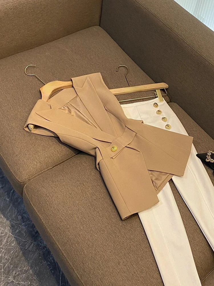 2024 новый темпераментный пояс без рукавов облегающий жилет для женщин с v-образным