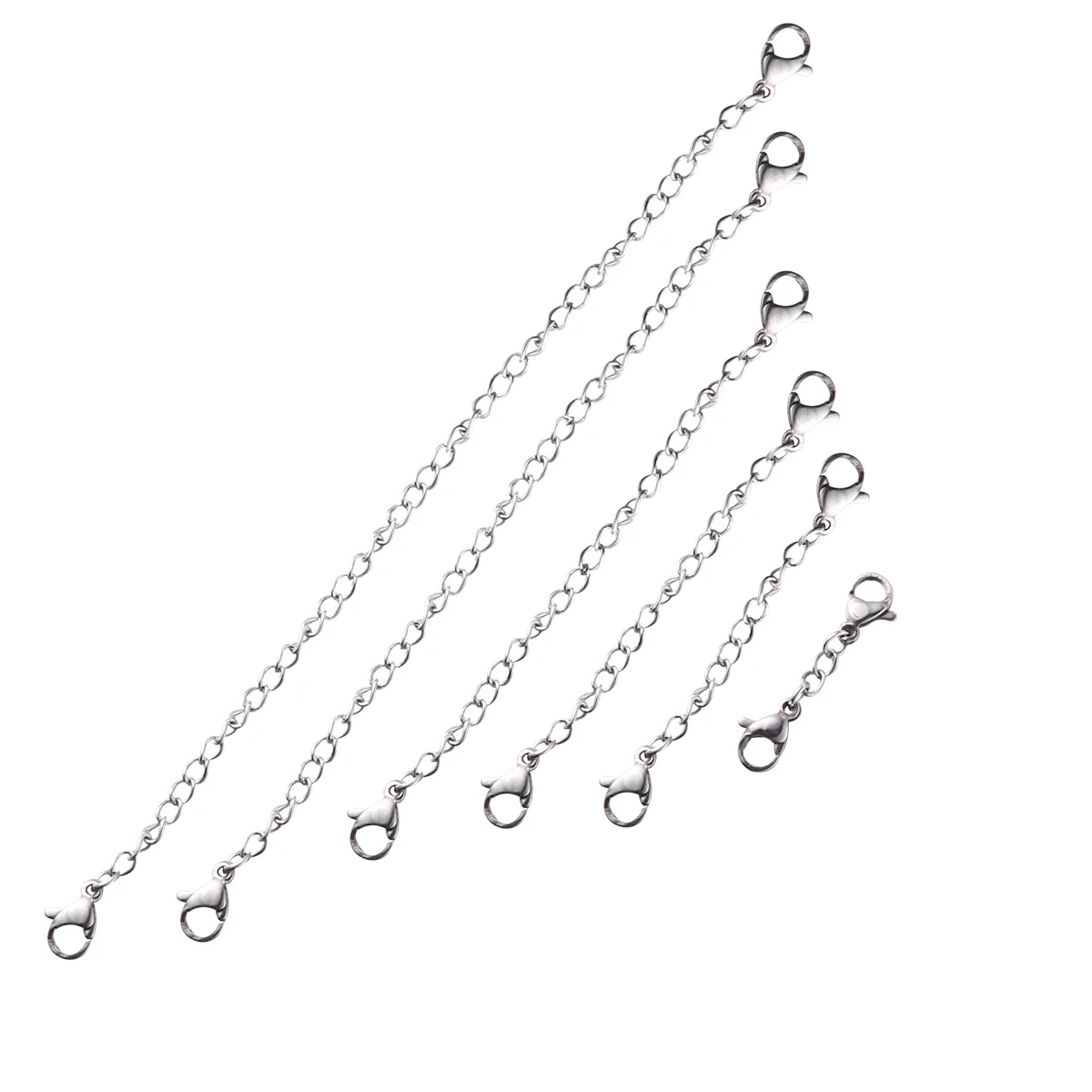 

6pcs Necklace Extender Stainless Steel Bracelet Necklace Anklet Chain Extension with Lobster Clasps for DIY Craft Jewelry
