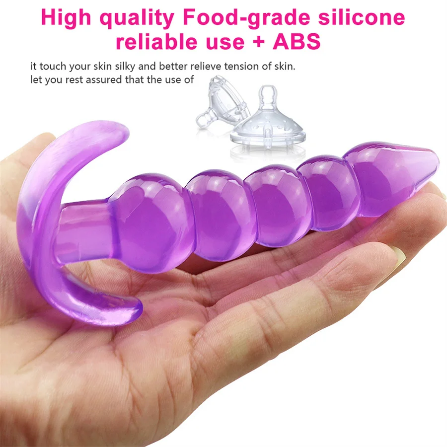 Силиконовая анальная пробка фаллоимитатор массажер простаты бусины стимулятор