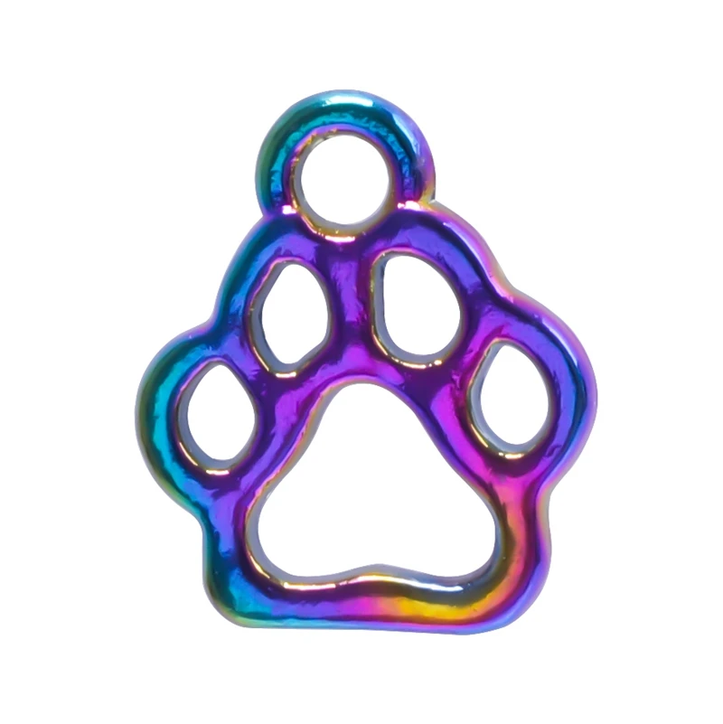 20 шт./лот вырез кошачья лапа отпечаток животных из сплава Подвески радужного