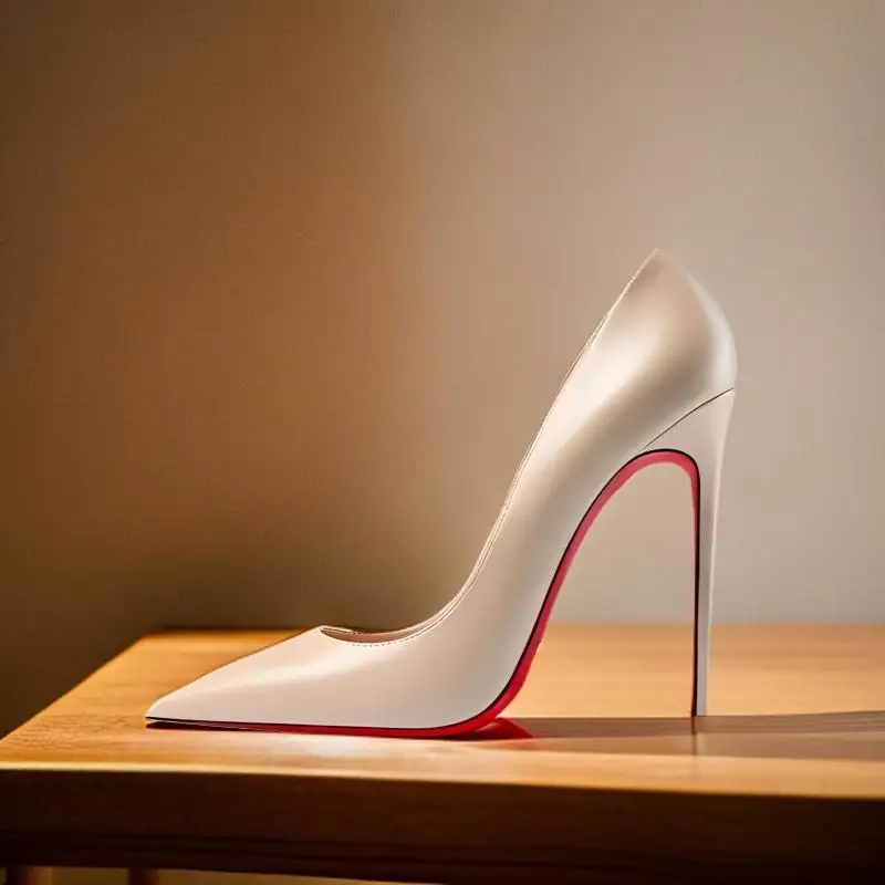 Легкая телесная черная матовая кожа с остроконечными туфлями на очень тонком