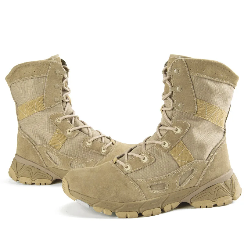 Tactical Military Boots Men Waterproof Genuine Leather Non-slip Combat Hunting Boots Wear-resistant Desert Outdoor Hiking Shoes