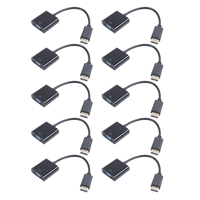 

Top 10X 1080P DP Displayport Male To VGA Female Converter Adapter Cable Stock