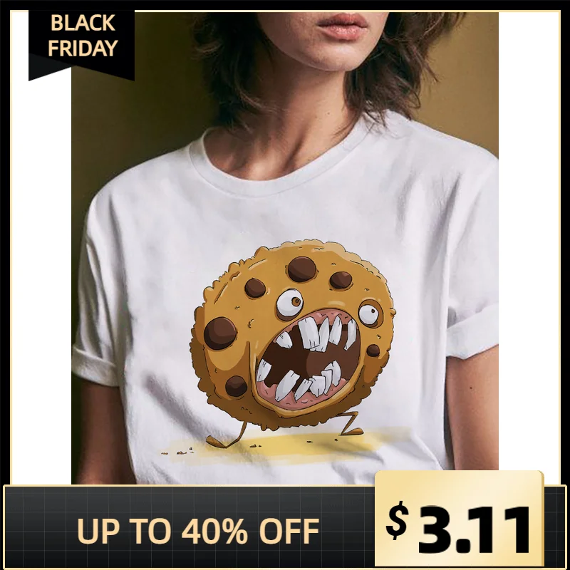 

Terrorist Food O-neck Printed T-shirts Short Sleeves Ladies Tshirt For Woman Young Girls Tops Tees Women's Clothing Summer 2022
