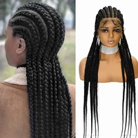 free part braided full lace wig 32inches braiding hair box braids wig with baby hair for black women synthetic lace front wigs
