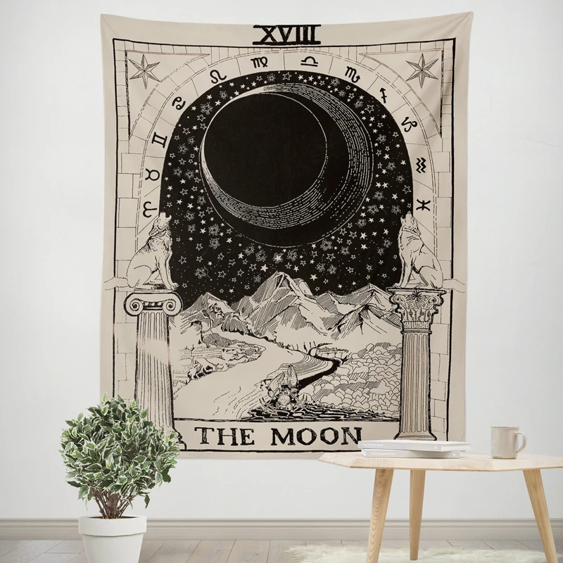 

Small Tarot Card Tapestry Wall Hanging Astrology Divination Bedspread Beach Mat Hanging Cloth Divination Bed Cover 1