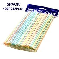 500pcs disposable accessories pp wedding colored non toxic drinking straw celebration bendable restaurant washable birthday