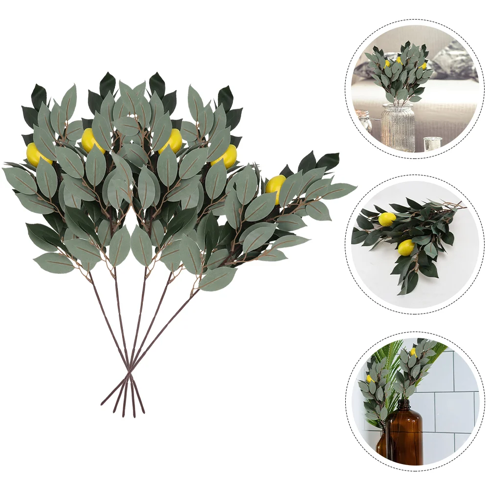 

Picks Lemon Artificial Leaves Branches Decorleaffruit Stems Greenery Fake Craft Stem Prop Party Sprayspring Floral Bouquet