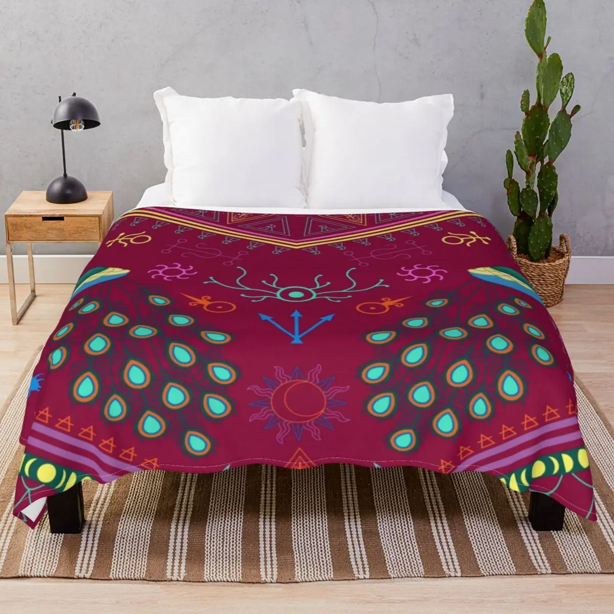 Mollymauk Tealeaf Inspired Print Blankets Fleece Summer Ultra-Soft Unisex Throw Blanket for Bedding Home Couch Camp Office