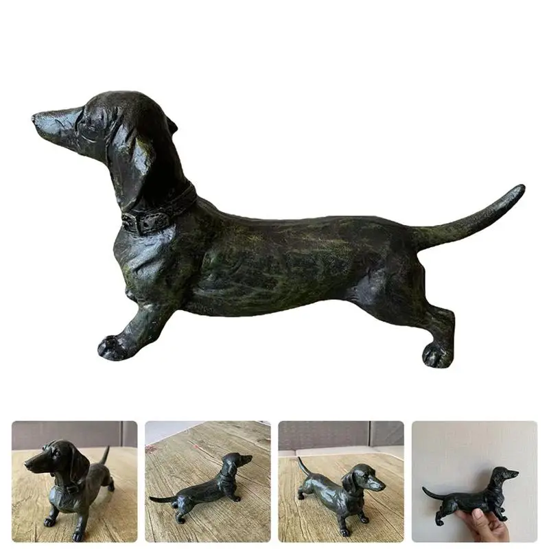 

1 Pc Resin Long Dachshund Black Dog Handicraft Ornament Home Decoration