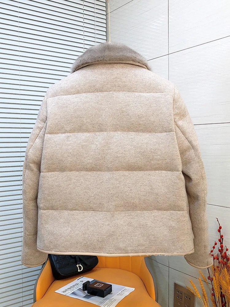 Новая женская зимняя кашемировая куртка с гусиным пухом натуральный меховой