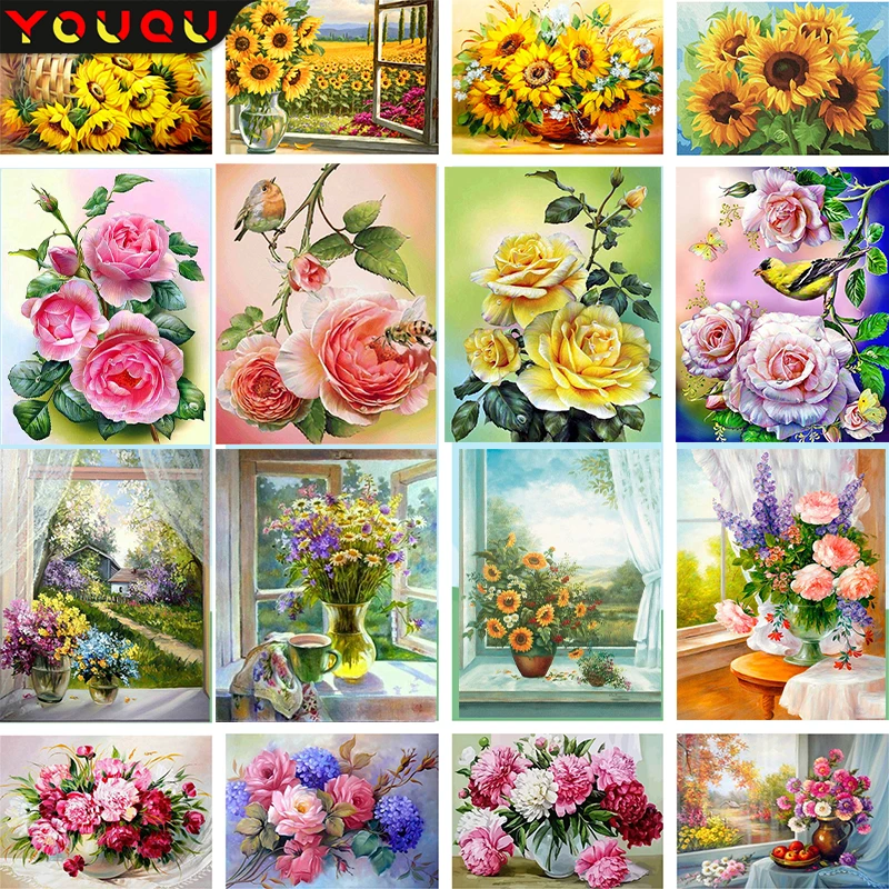 

Rose Lily 5D Diamond Painting Flower Embroidery Full Drill Diy Diamond Mosaic Cross Stitch Kits Home Decor