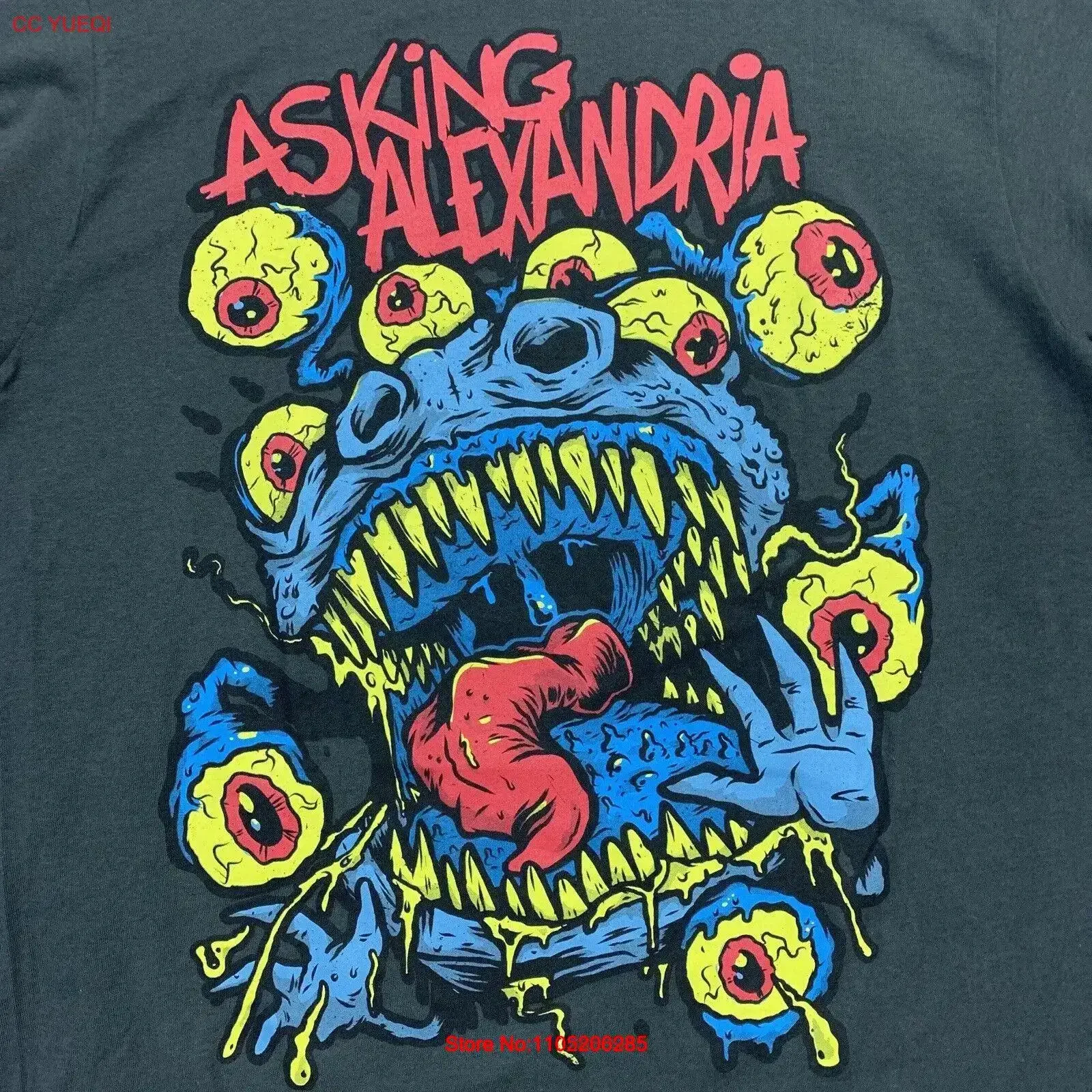 Фото Футболка Asking Alexandria L с большими серыми глазами Monster Band, новая винтажная стираная повседневная унисекс универсальная уличная стильная одежда №1