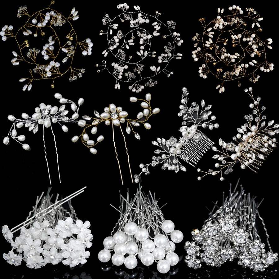 

Crystal Pearl hairpin Hair Vine Tiaras Head piece Hair Comb Headband Hairpins Hairbands Accessories Wedding Bridal Hair Jewelry
