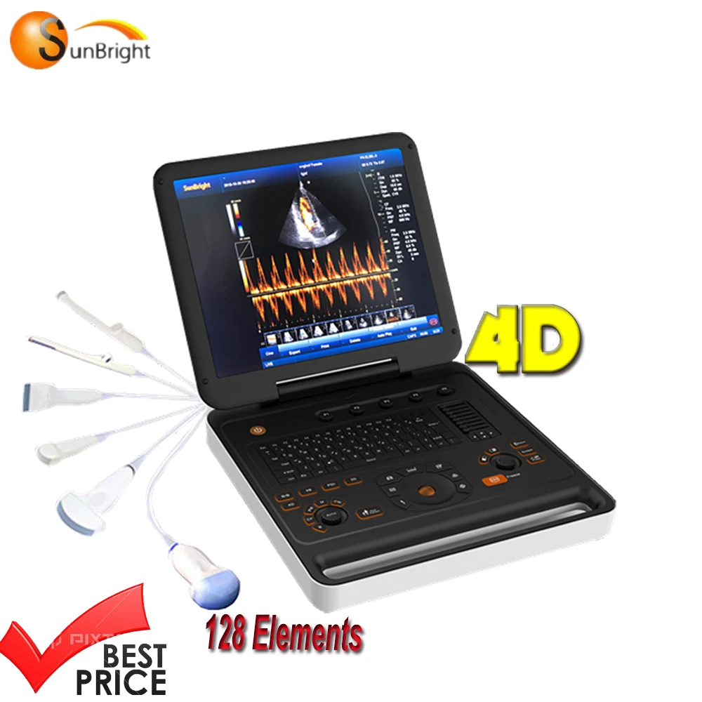 

128 elements 906B doppler ultrasound for adult cardiology with machine +micro-convex cardiac probe + phased array probe +CW
