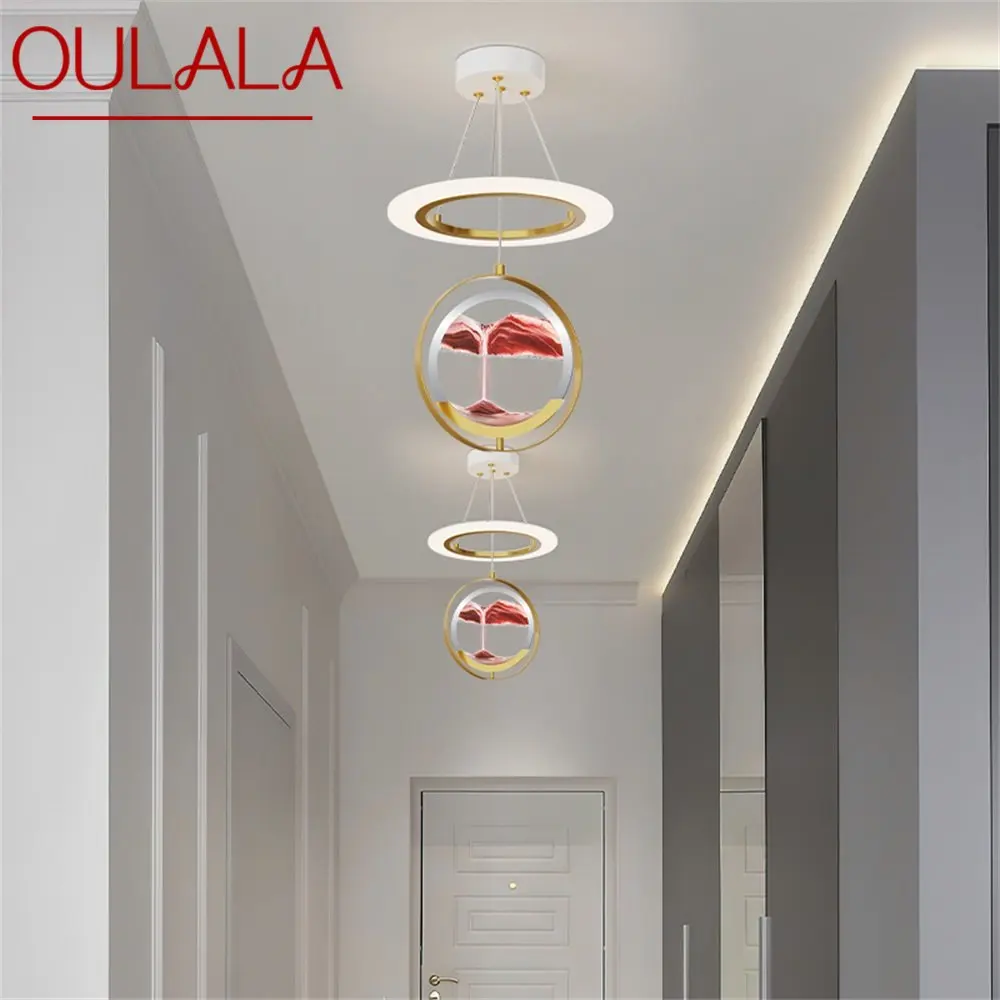 

OULALA Hourglass Pendant Lights LED 3 Colors Contemporary Creative Gold Hanging Lamp for Home Dining Room Aisle