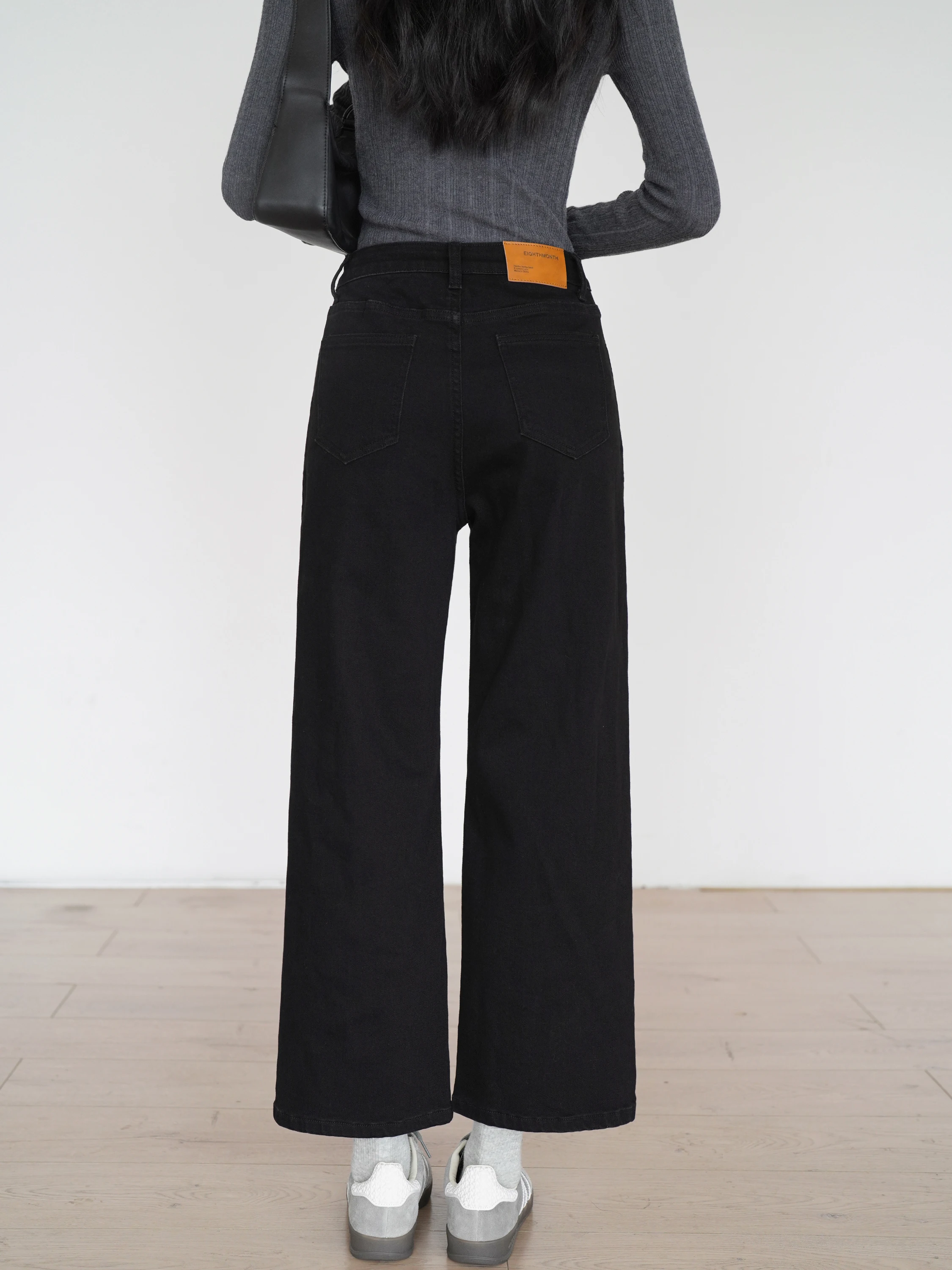 ZHISILAO черные хлопковые эластичные джинсы женские винтажные прямые джинсовые