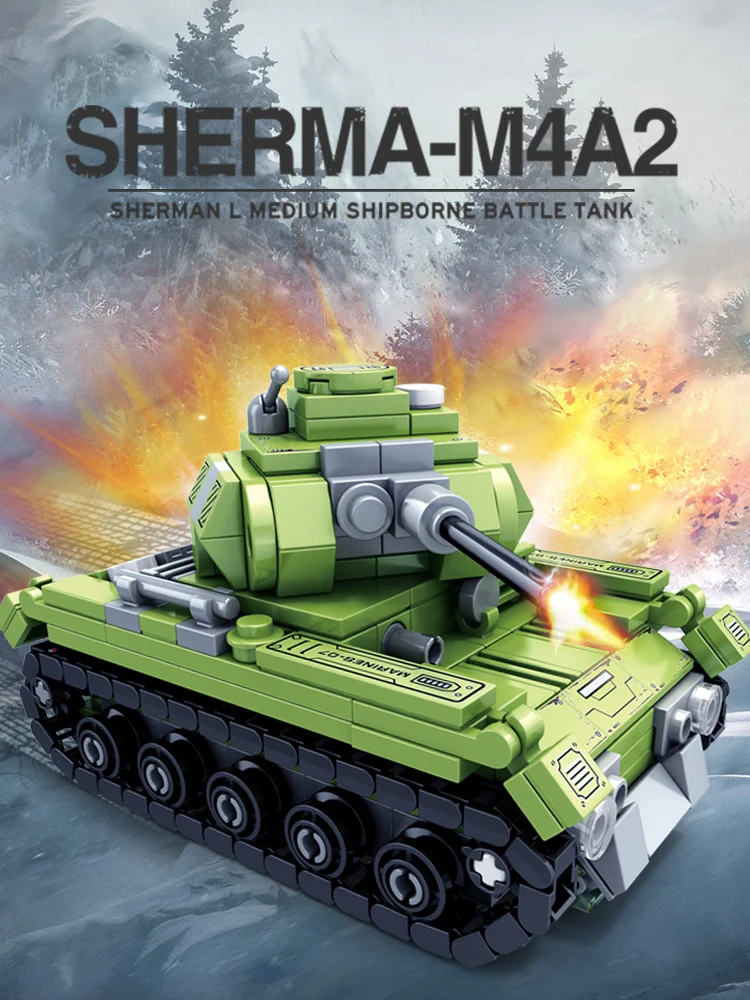 

2022 MOC Military Tanks Bricks Challenger Main Battle Tank WW2 Soldier Police Army Weapons Building Blocks Army Kids Toys Gifts