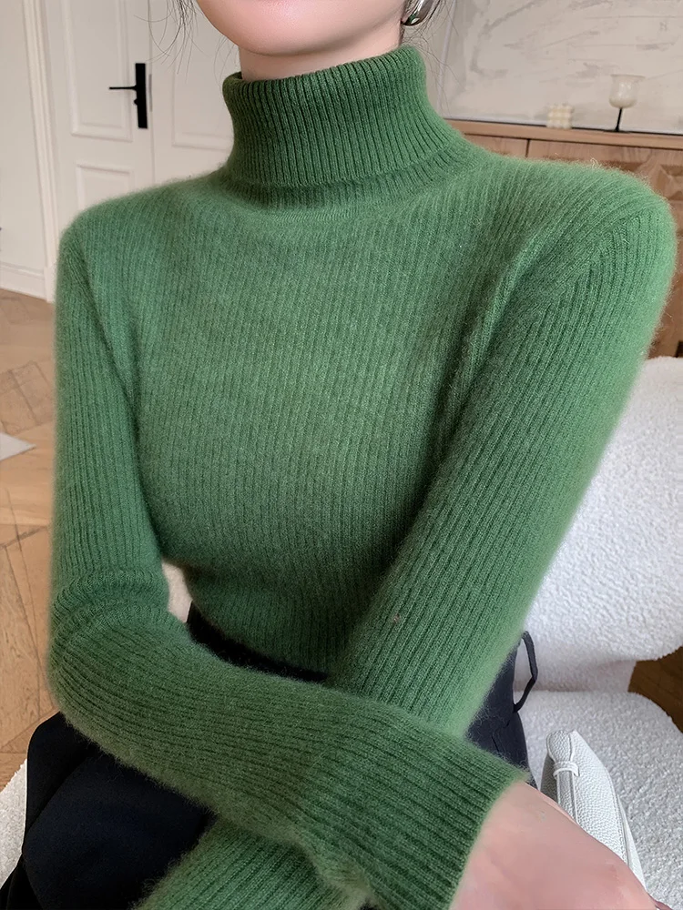 High-End Good-Looking Turtleneck sweater Women 2024 Autumn New Inner wear Slim fit Slimming Knitted Thickened Bottoming Shirt