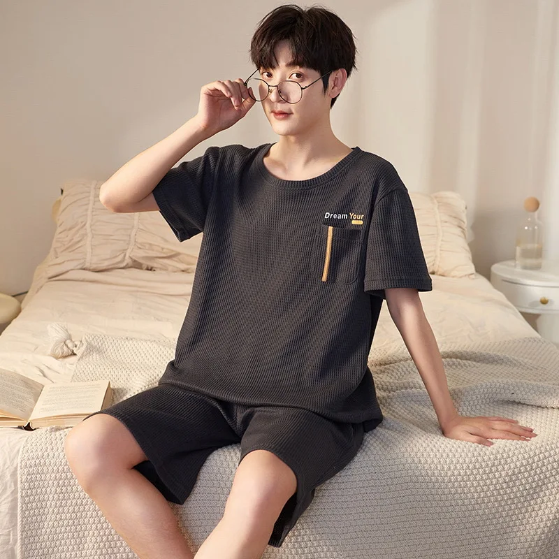 Pijama Man Pajama Cotton Summer Short Sets Korean Pajamas for Couples Man Woman Sleepwear 2022 Short T Shirt Pant Homewear