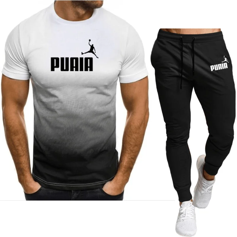 2023S Hot Selling New Men's Knitwear+Pants Set Men's Sports Set Brand Logo Printing Casual Fashion Cotton Short Sleeve T-shirt S