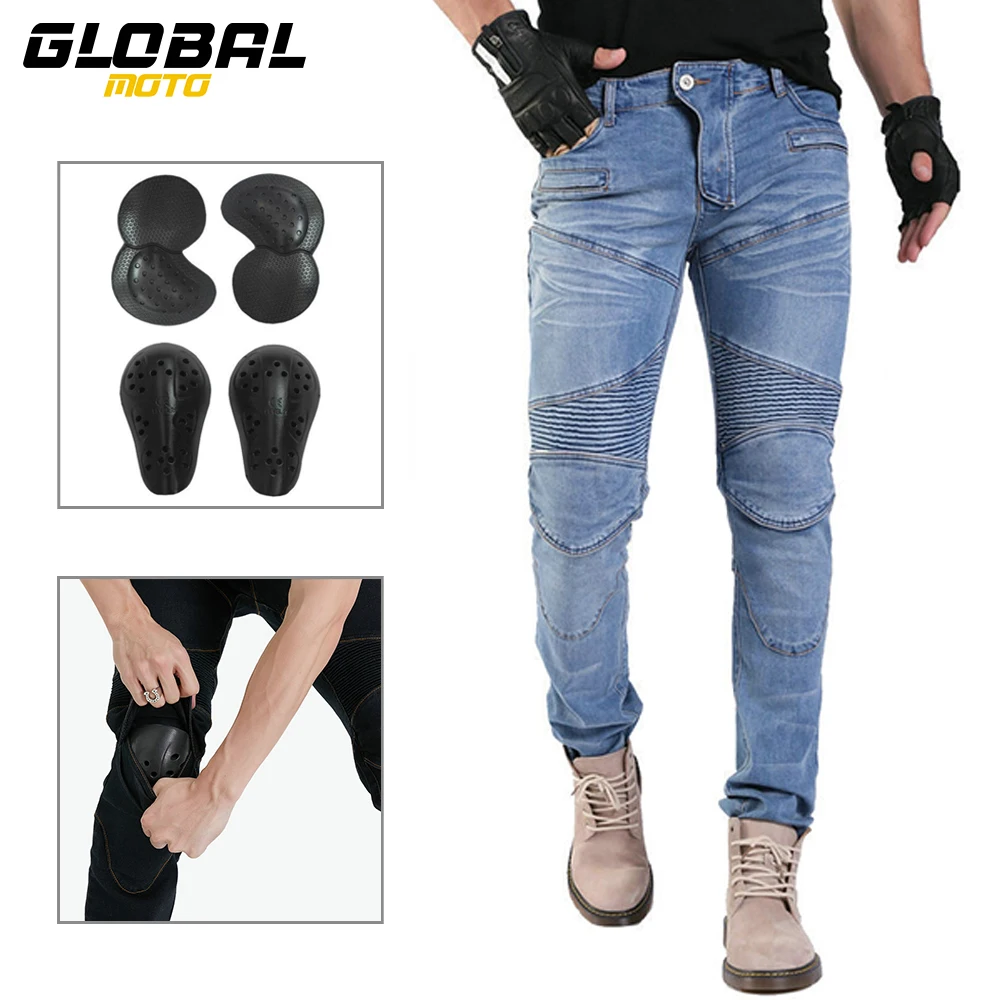 

Motorcycle Jeans Men Summer Motocross Wear Resistant Riding Pants Breathable Motorbike Jeans With CE Protective Gear S-3XL