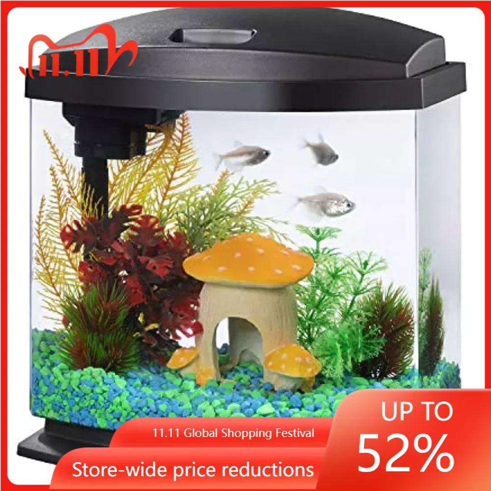 

MiniBow Small Aquarium Fish Tank Kit With SmartClean Technology, Black, 2.5 Gallon