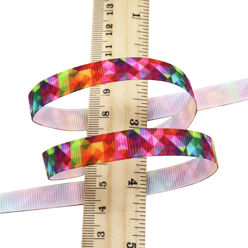 

9mm Rainbow Polyester Grosgrain Tape Ribbon DIY Handmade Materials Wedding Gift Wrapping 50Yc35177
